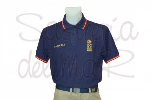 Polo azul con bandera Capitn de Yate personalizado