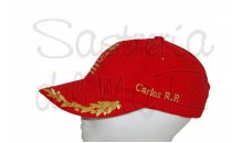 Gorra laureles roja Capitn de yate personalizada