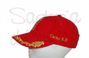 Gorra laureles roja Capitn de yate personalizada