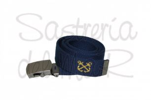 Cinturon lona azul marino bordado anclas