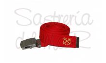 Cinturon de lona rojo con anclas bordadas