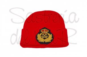 Gorro lana rojo Capitn de Yate bordado a mano 