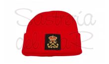 Gorro lana rojo Patrn de Yate bordado a mano 