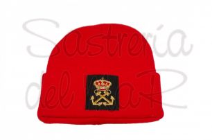 Gorro lana rojo Patrn de Yate bordado a mano 