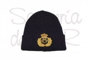 Gorro lana azul marino PER bordado a mano ( escudo fantasia )