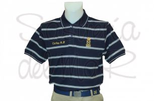 Polo azul con rayas blancas Capitn de Yate personalizado