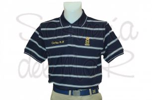 Polo azul con rayas blancas Patrn de Yate personalizado