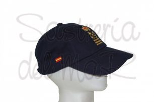 Gorra azul marino Capitn de Yate nombre + bandera