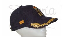 Gorra laureles azul Capitan  de yate bandera catalana + nombre