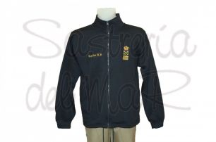 Sudadera cremallera Capitn de Yate azul marino personalizada