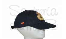 Gorra azul Capitn de Yate bordada a mano integrado bandera