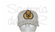 Gorra blanca Patrn de Yate bordado a mano (escudo fantasia )