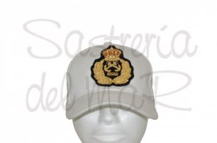 Gorra blanca Patrn de Yate bordado a mano (escudo fantasia )