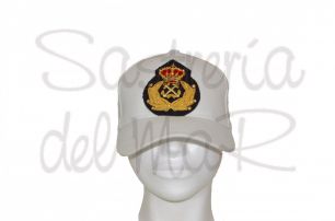 Gorra blanca Capitn de Yate bordado a mano 