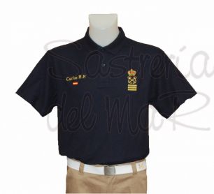 Polo azul marino Capitn de Yate personalizado nombre + bandera