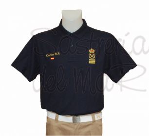 Polo azul marino Capitn de Yate personalizado nombre + bandera