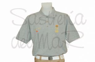 Polo gris Capitn de Yate personalizado nombre + bandera