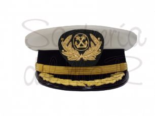 Gorra de plato Capitn de Marina Mercante laureles en visera
