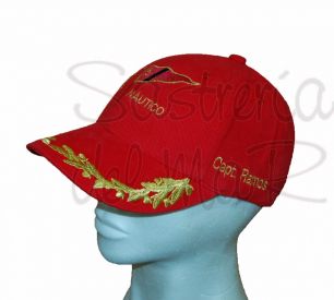 Gorra laureles rojal escudo asociacin o club nutico personalizada