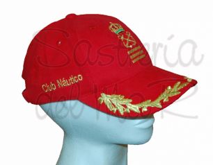 Gorra laureles roja Capitn de Yate y nombre asociacin o club nutico 