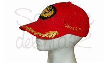Gorra laureles roja Capitn de Marina Mercante personalizada
