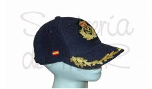 Gorra laureles azul Capitn de Yate escudo a mano bandera