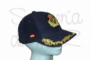 Gorra laureles azul Capitn de Yate escudo a mano bandera