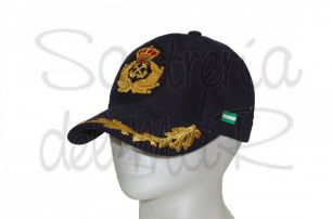 Gorra laureles azul Capitn de Yate escudo a mano bandera Andalucia