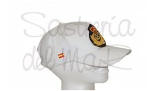 Gorra blanca Capitn de Yate bordado a mano bandera Espaa