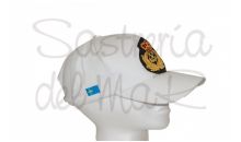 Gorra blanca Capitán de Yate bordado a mano bandera Asturias