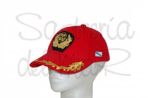 Gorra laureles roja Capitn de Marina Mercante bandera Galicia