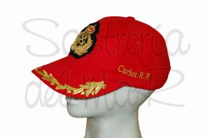 Gorra laureles rojo Capitn de Yate personalizada
